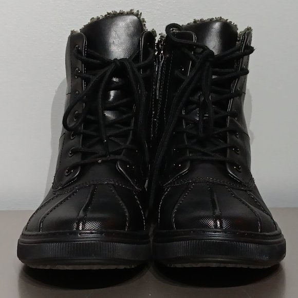 Black Aldo Faux Leather Sherpa Ankle Winter Boots (Men's Size 7) - Picture 4 of 8